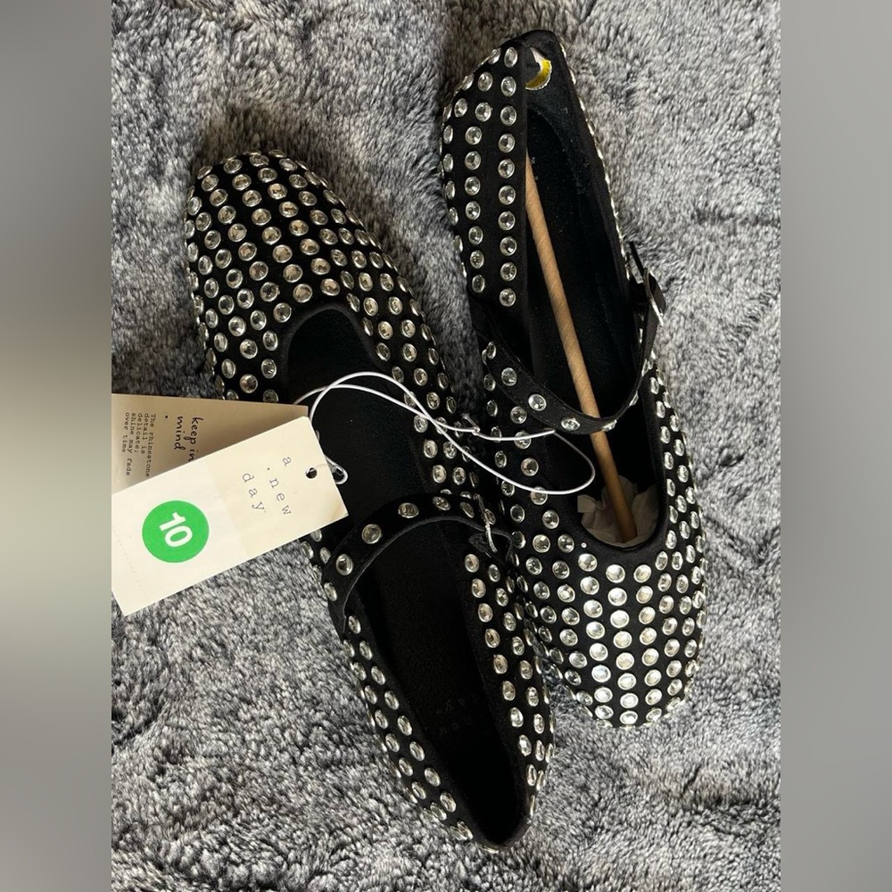 a new day Black Studded Flats - Picture 2 of 5